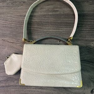 Vintage 60 th Koret Cream Textured Shoulder Bag with Gold Hardware